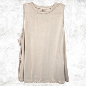 Women's Sleeveless Tank Top | Beige Basic Casual Everyday Blouse | Size XL